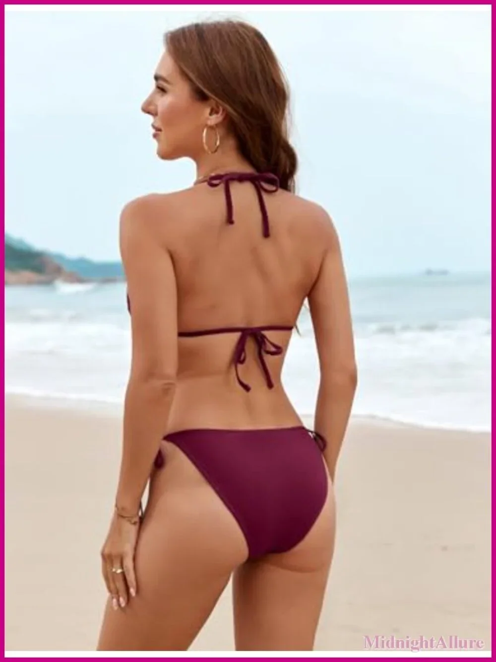 Women's Triangle String Bikini Set with Removable Pads Halter Two Piece Swimwear